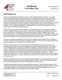 CV for Neil Broom Expert Witness in Computer Forensics Investigations in Pennsylvania